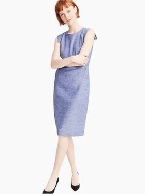 J. Crew resume Sleeveless Sheath Dress in Chambray Blue